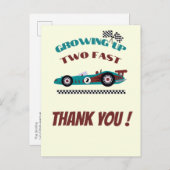 Opgroeien twee snelle retro jongen race auto dank briefkaart (Voorkant / Achterkant)