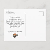 Opgroeien twee snelle retro jongen race auto dank briefkaart (Achterkant)