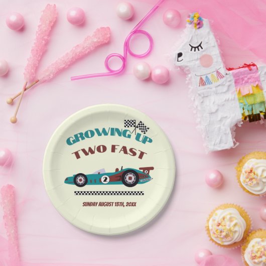 Opgroeien twee snelle retro race auto tweede verja papieren bordje (Feest)