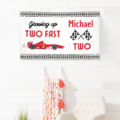 Opgroeien twee snelle rode race auto jongen  2e spandoek (Insitu)