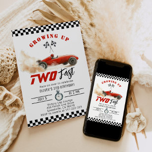 Opgroeien Twee snelle rode raceauto's 2e verjaarda Kaart