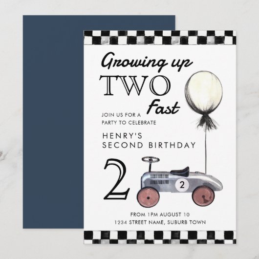 Opgroeien Twee snelle uitnodiging Navy en Red (Voorkant / Achterkant)