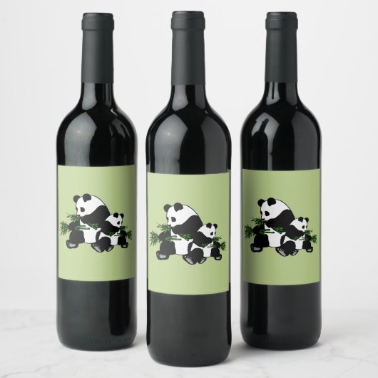 Opgroeiende panda wijn etiket (Flessen)