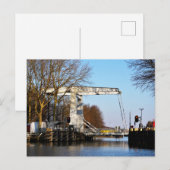 Ophaalbrug over gracht in Nederland. Briefkaart (Voorkant / Achterkant)