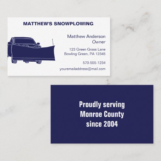 Ophaalwagen met ploegenstroom visitekaartje (Voorkant / Achterkant)