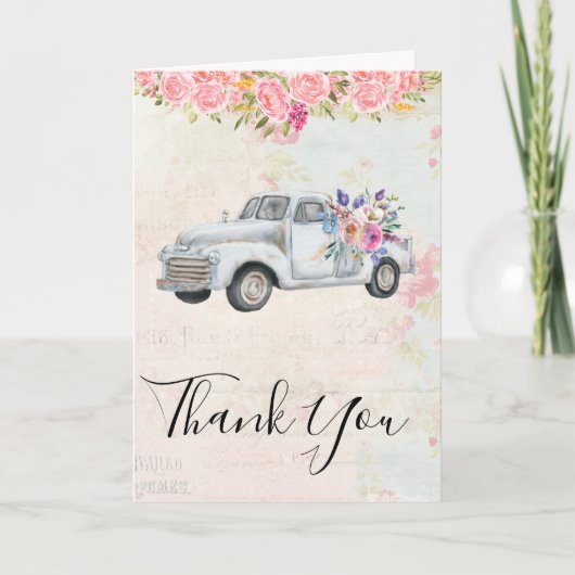  ophaalwagen Rustic Waterverf Dank u Kaart (Voorkant)