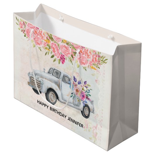  ophaalwagen Rustige Waterverf Birthday Groot Cadeauzakje (Voorkant Gekanteld)
