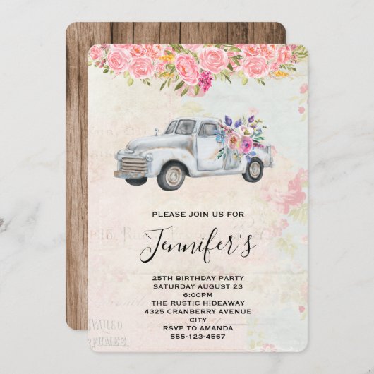 ophaalwagen Rustige Waterverf Birthday Kaart (Voorkant / Achterkant)