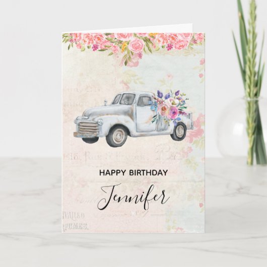  ophaalwagen Rustige Waterverf Birthday Kaart (Voorkant)