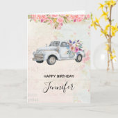  ophaalwagen Rustige Waterverf Birthday Kaart (Gele Bloem)