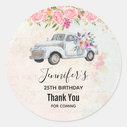  ophaalwagen Rustige Waterverf Birthday Ronde Sticker (Voorkant)