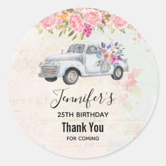  ophaalwagen Rustige Waterverf Birthday Ronde Sticker