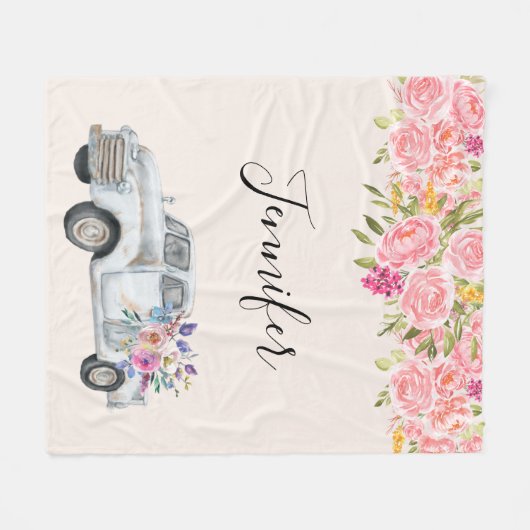  ophaalwagen Rustige Waterverf Fleece Deken (Voorkant (Horizontaal))