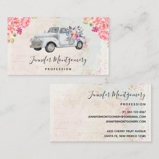  ophaalwagen Rustige Waterverf Visitekaartje (Voorkant / Achterkant)