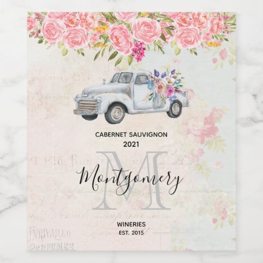  ophaalwagen Rustige Waterverf Wijn Etiket (Enkel label)