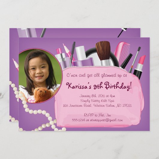 Ophalen - make-up / spa-uitnodiging kaart (Voorkant / Achterkant)