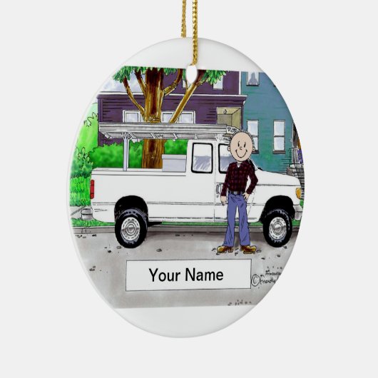 Ophalen vrachtwagen, wit - mannelijk keramisch ornament (Rechts)