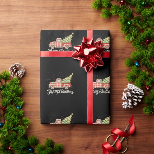 Ophalingstruck Rode Buffalo Plaid Prettig Kerstfee Cadeaupapier (Feestdagen Geschenken)