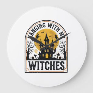 Ophangen Met Mijn Heksen Vintage Halloween-ontwerp Grote Klok