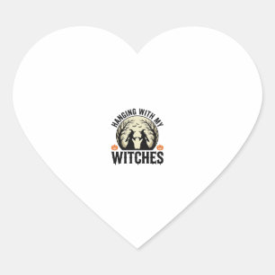 Ophangen Met Mijn Heksen Vintage Halloween-ontwerp Hart Sticker