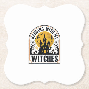 Ophangen Met Mijn Heksen Vintage Halloween-ontwerp Kartonnen Onderzetters