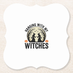 Ophangen Met Mijn Heksen Vintage Halloween-ontwerp Kartonnen Onderzetters