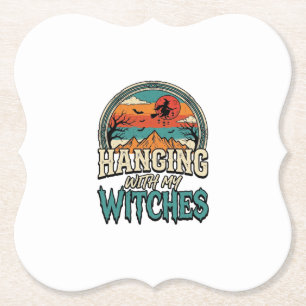 Ophangen Met Mijn Heksen Vintage Halloween-ontwerp Kartonnen Onderzetters