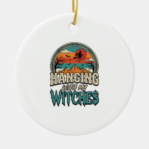 Ophangen Met Mijn Heksen Vintage Halloween-ontwerp Keramisch Ornament