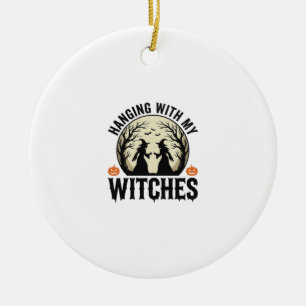 Ophangen Met Mijn Heksen Vintage Halloween-ontwerp Keramisch Ornament
