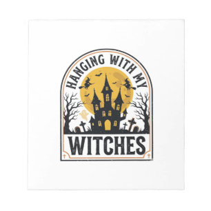 Ophangen met mijn Heksen Vintage Halloween Ontwerp Notitieblok