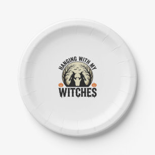 Ophangen Met Mijn Heksen Vintage Halloween-ontwerp Papieren Bordje