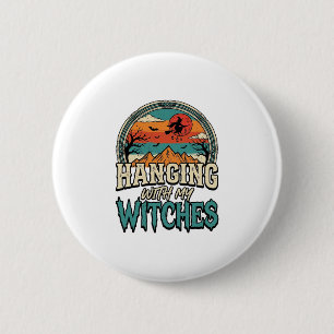Ophangen Met Mijn Heksen Vintage Halloween-ontwerp Ronde Button 5,7 Cm