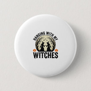 Ophangen Met Mijn Heksen Vintage Halloween-ontwerp Ronde Button 5,7 Cm