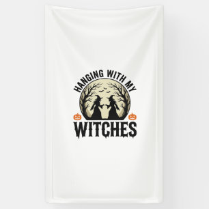 Ophangen Met Mijn Heksen Vintage Halloween-ontwerp Spandoek