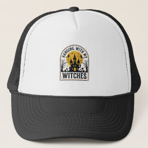 Ophangen Met Mijn Heksen Vintage Halloween-ontwerp Trucker Pet
