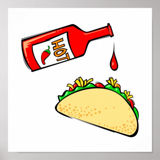 Ophef van hete saus in taco poster (Voorkant)