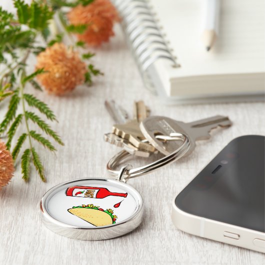 Ophef van hete saus in taco sleutelhanger (Zijkant)