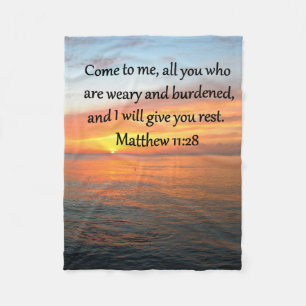 OPHEFFEND MATTHEÜS 11:28 SCHRIFT VERSE ZONSOPGANG FLEECE DEKEN