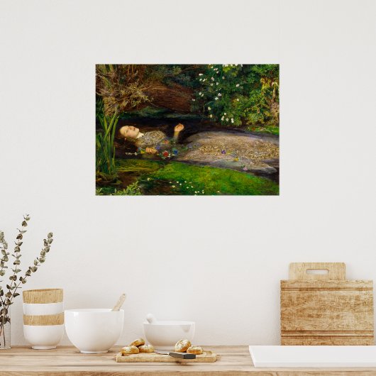 Ophelia, 1851 by John Everett Millais Poster (Keuken)