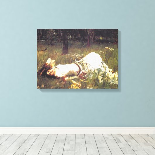 Ophelia 1889, ingediend door John William Waterhou Canvas Afdruk (Insitu (Houten vloer))