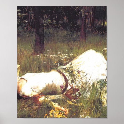 Ophelia 1889, ingediend door John William Waterhou Poster (Voorkant)
