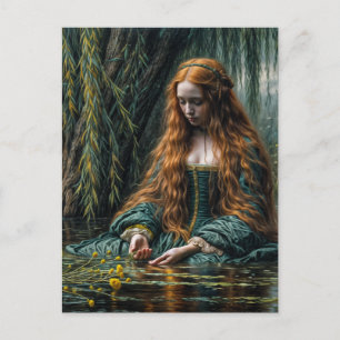 Ophelia bij wilgenboom originele kunst briefkaart