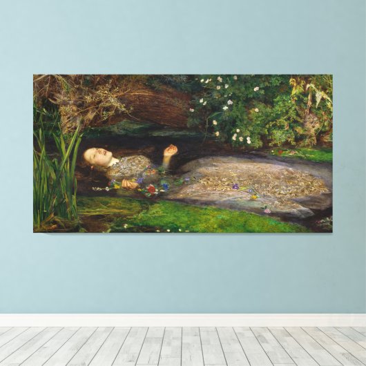 Ophelia, c. 1852 van Sir John Everett Millais Canvas Afdruk (Insitu (Houten vloer))