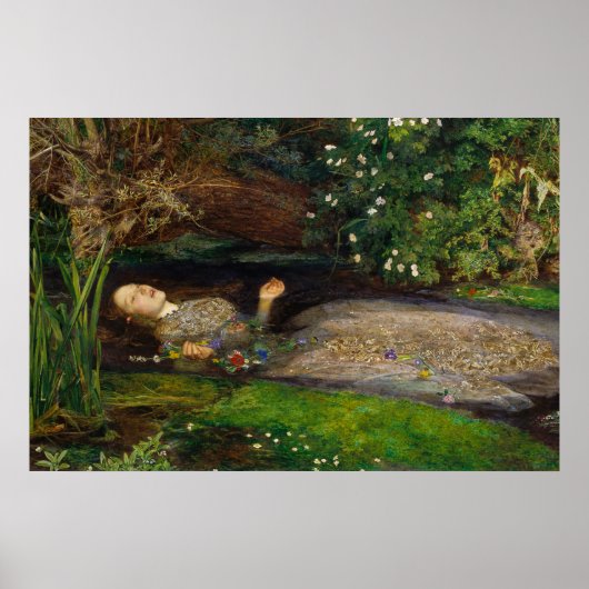 Ophelia, c. 1852 van Sir John Everett Millais Poster (Voorkant)