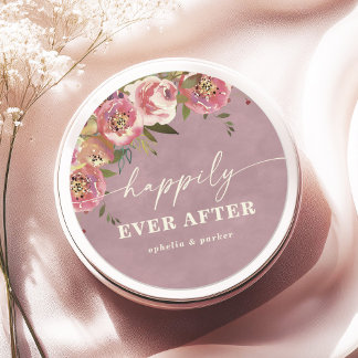 Ophelia Chic Roze Gelukkig Trouwcadeau Ronde Sticker