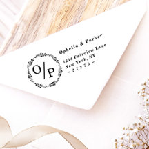 Ophelia Circle Wedding Monogram Retouradres