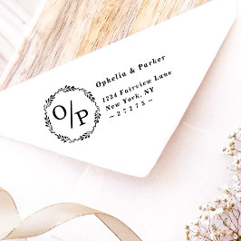 Ophelia Circle Wedding Monogram Retouradres Zelfinktende Stempel