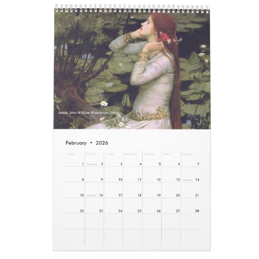 Ophelia Classic Art  Calendar Kalender (Feb 2026)