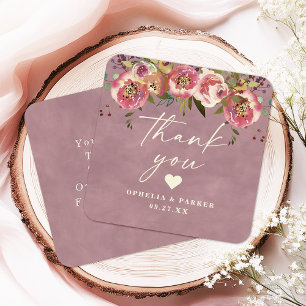 Ophelia Cottagecore Dusty Pink Floral Bedankt Notitiekaartje