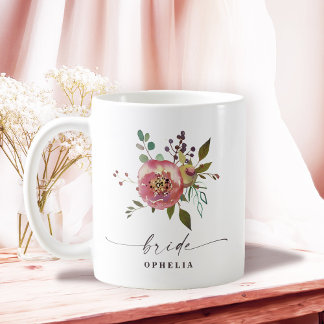 Ophelia Cottagecore Dusty Pink Floral Bride Koffiemok